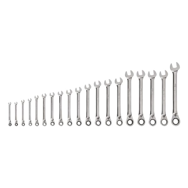 Reversible 12-Point Ratcheting Combination Wrench Set, 19-Piece (6-24 mm)